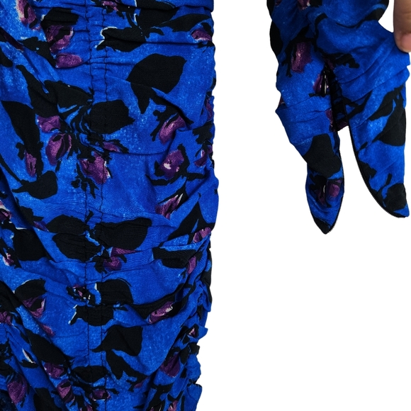 Zara Floral Ruched Long Sleeve Mini Dress - Picture 9 of 13